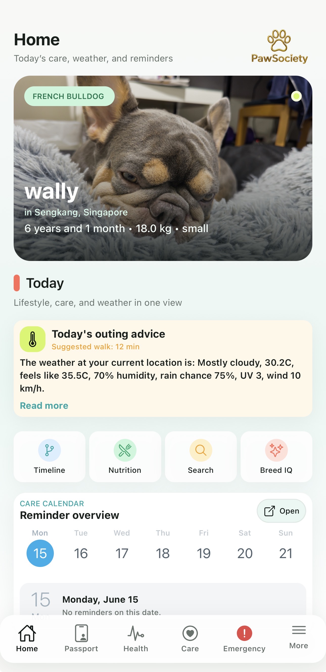PawSociety dashboard