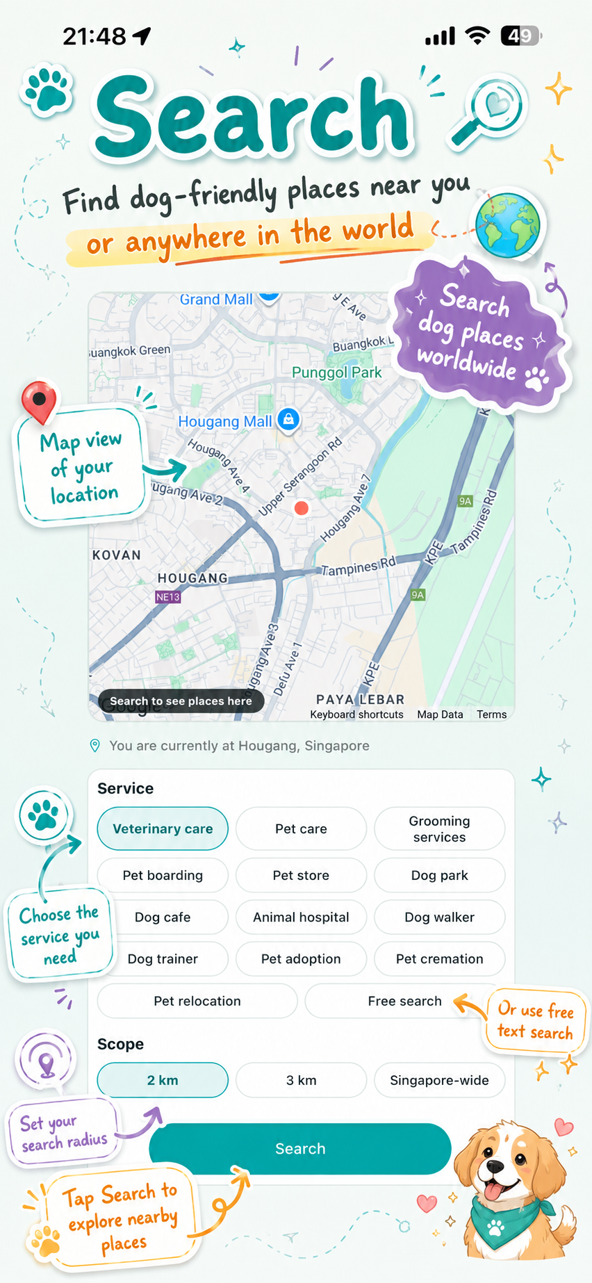 PawSociety dog-friendly places search